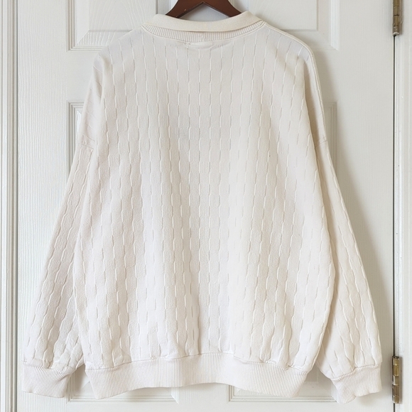 Cottontops 90's Vintage Cape Cod Floral Embroidered Collared Sweatshirt Cream L - Picture 14 of 16